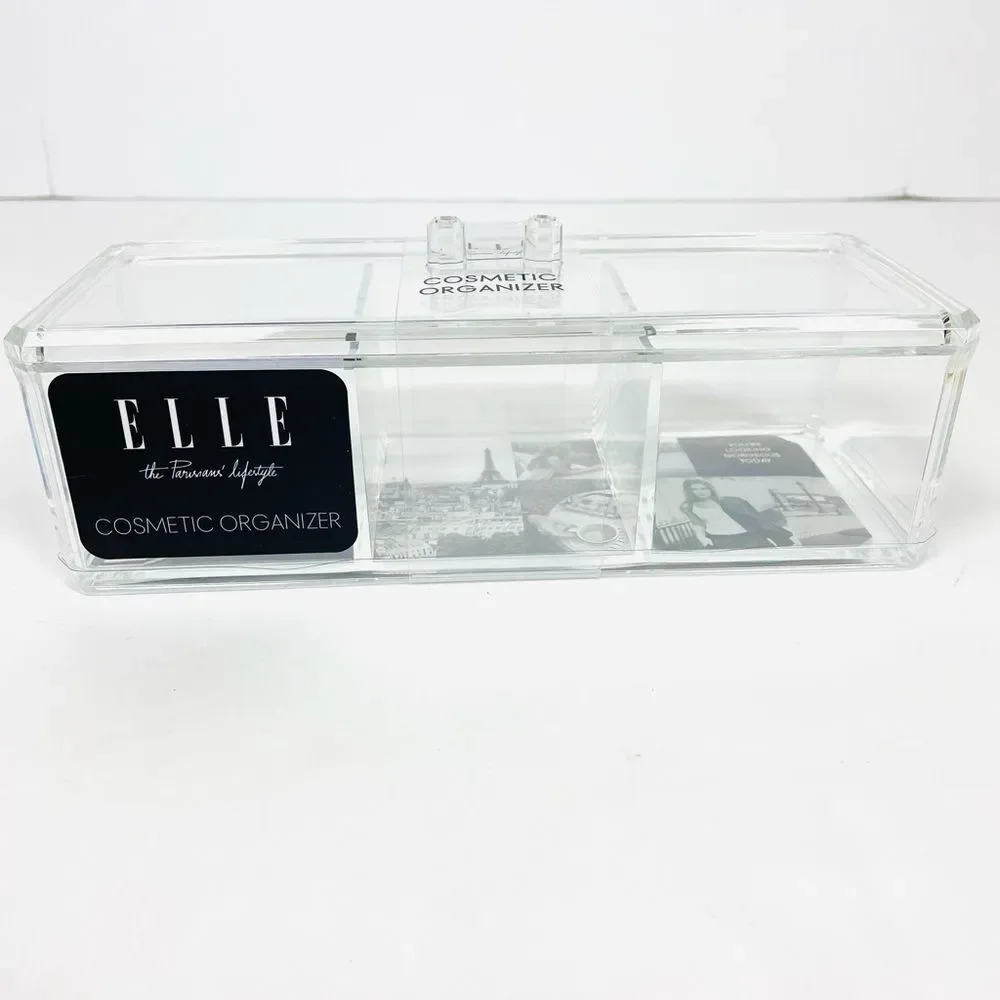 ELLE 3 Compartment Cosmetic Organizer with Lid